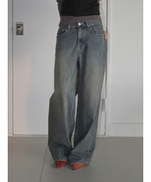 Damaged Washing Denim Pants, Deep Blue