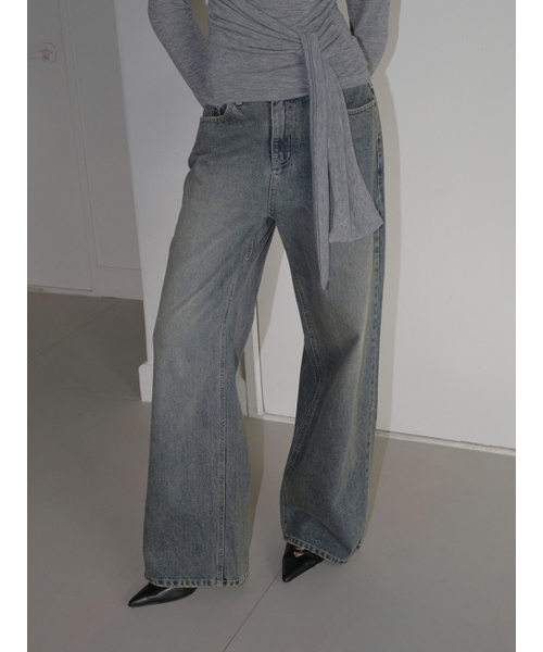 ETMON（エトモン）の「Damaged Washing Denim Pants, Deep Blue（デニムパンツ・レディース・その他・SMALL/MEDIUM）」の4枚目の写真