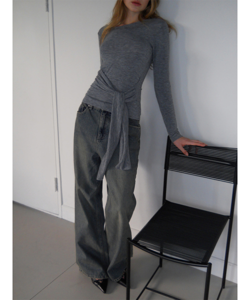 ETMON（エトモン）の「Damaged Washing Denim Pants, Deep Blue（デニムパンツ・レディース・その他・SMALL/MEDIUM）」の6枚目の写真