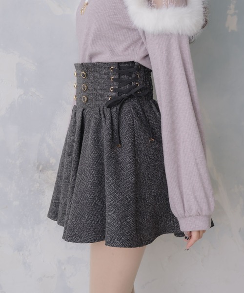 couture BY ROJITA(クチュールバイロジータ)の「レースアップツイードプリーツスカート(スカート・レディース・グレー/ブラック/その他・FREE)」の4枚目の写真