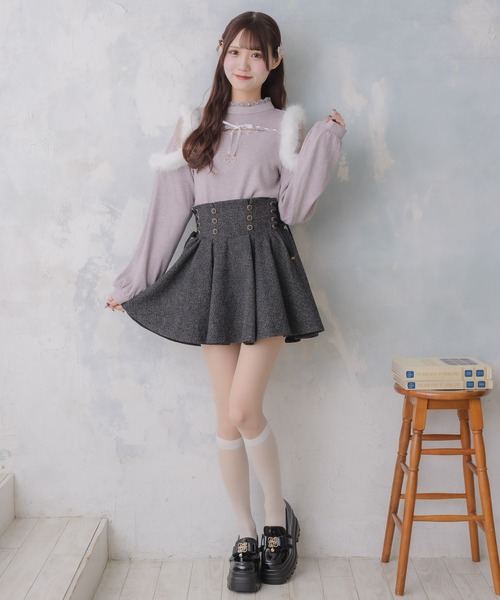 couture BY ROJITA(クチュールバイロジータ)の「レースアップツイードプリーツスカート(スカート・レディース・グレー/ブラック/その他・FREE)」の7枚目の写真