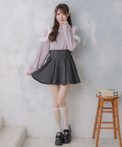 couture BY ROJITA(クチュールバイロジータ)の「レースアップツイードプリーツスカート(スカート・レディース・グレー/ブラック/その他・FREE)」の9枚目の写真