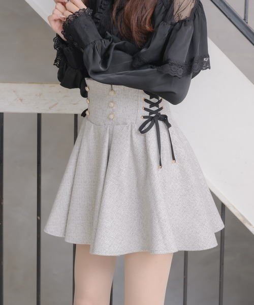couture BY ROJITA(クチュールバイロジータ)の「レースアップツイードプリーツスカート(スカート・レディース・グレー/ブラック/その他・FREE)」の14枚目の写真