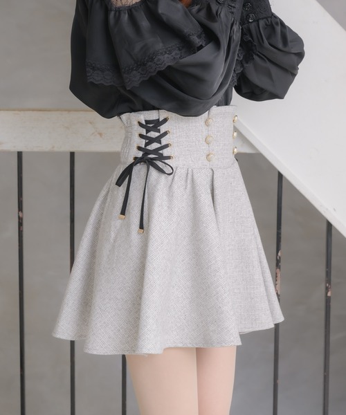 couture BY ROJITA(クチュールバイロジータ)の「レースアップツイードプリーツスカート(スカート・レディース・グレー/ブラック/その他・FREE)」の16枚目の写真