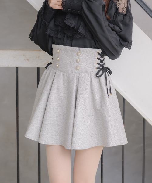 couture BY ROJITA(クチュールバイロジータ)の「レースアップツイードプリーツスカート(スカート・レディース・グレー/ブラック/その他・FREE)」の13枚目の写真