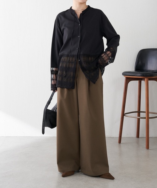 COLLAGE GALLARDAGALANTE（コラージュガリャルダガランテ）の「レース切替シャツ（シャツ/ブラウス・レディース・オフホワイト/ブラック・FREE）」の14枚目の写真