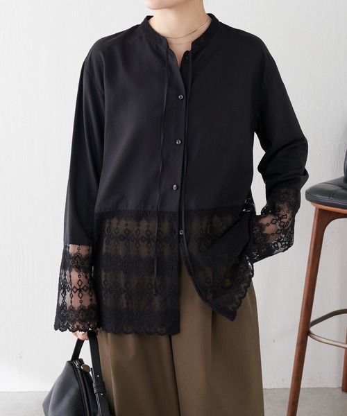 COLLAGE GALLARDAGALANTE（コラージュガリャルダガランテ）の「レース切替シャツ（シャツ/ブラウス・レディース・オフホワイト/ブラック・FREE）」の15枚目の写真