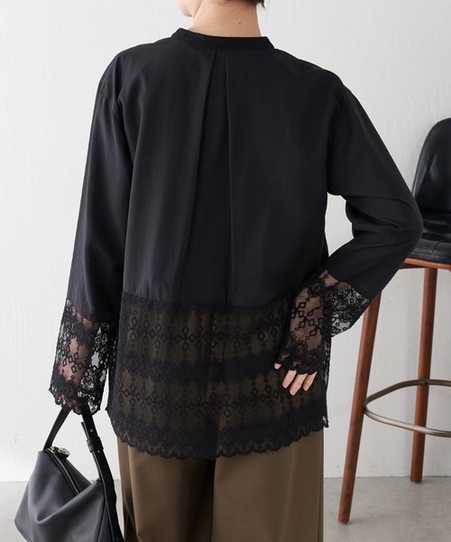 COLLAGE GALLARDAGALANTE（コラージュガリャルダガランテ）の「レース切替シャツ（シャツ/ブラウス・レディース・オフホワイト/ブラック・FREE）」の17枚目の写真