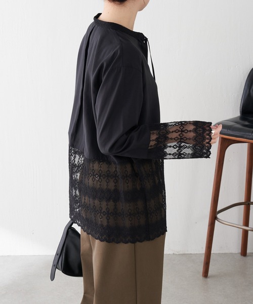 COLLAGE GALLARDAGALANTE（コラージュガリャルダガランテ）の「レース切替シャツ（シャツ/ブラウス・レディース・オフホワイト/ブラック・FREE）」の18枚目の写真