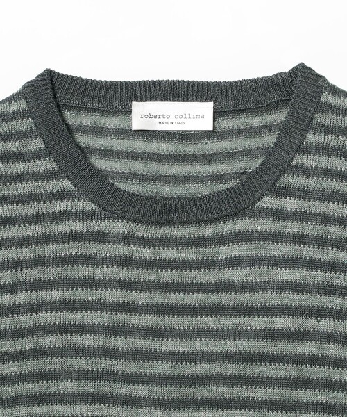 BRILLA per il gusto(ブリッラペルイルグースト)の「ROBERTO COLLINA / リネンコットン ボーダー カットソー(Tシャツ/カットソー・メンズ・グリーン系その他4・48 8R)」の3枚目の写真
