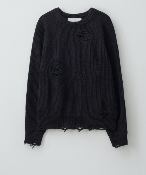 DUSTYWHITE（ダスティーホワイト）の「BLACK LOOSE FIT DESTROYED WOOL KNIT SWEATER（ニット/セーター・メンズ・その他・LARGE/MEDIUM）」の7枚目の写真