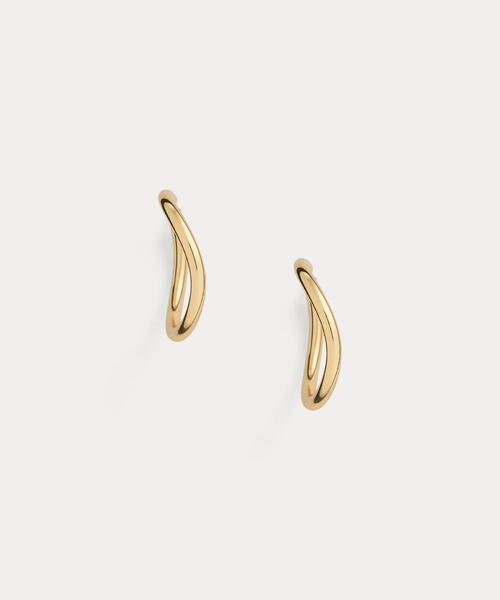 ゴールドプレーテッド スカルプチュラル フープ ピアス（ピアス（両耳