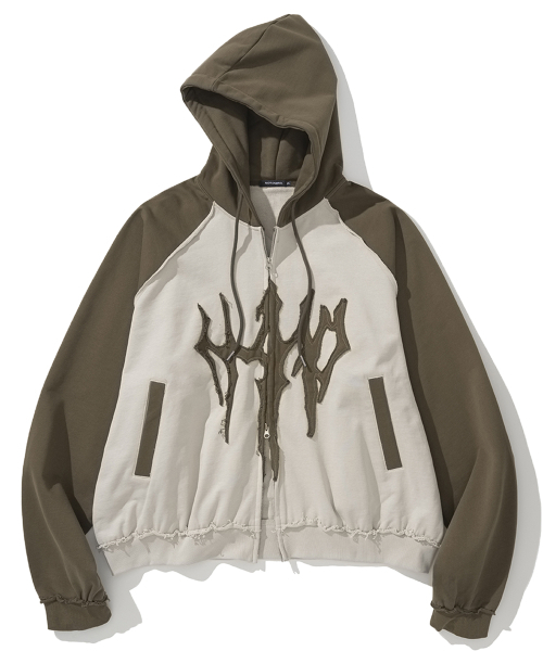 N4ND Trident Logo Raglan Hood Zip Up — коричневый