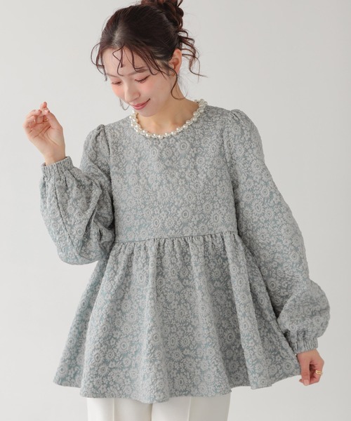 Fit more(フィットモア)の「パールネックフラワージャガードトップス(その他トップス・レディース・ブルー/ブラック/クリーム・FREE)」の9枚目の写真