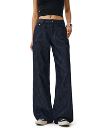 [リネンライク]Signature Low Rise Wide Jeans DCWPT004CPIndigo