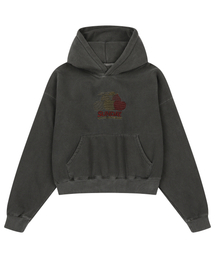 W) PIGMENT CHERRY HOODIE CHARCOAL