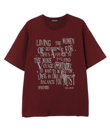 BALANCE TYPO オーバーサイズ 半袖Tシャツ (VS0109) バーガンディ