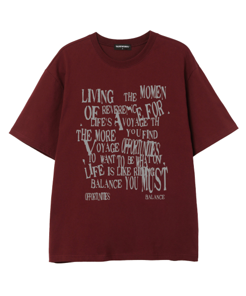 VANNWORKS(バンワークス)の「BALANCE TYPO オーバーサイズ 半袖Tシャツ (VS0109) バーガンディ(Tシャツ/カットソー・レディース・その他・SMALL/MEDIUM/LARGE/X-LARGE/XX-LARGE)」の1枚目の写真