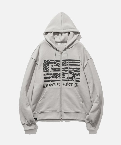 VASTIC（バスティック）の「フラッグフードパーカー ジップアップ_ライトグレー（パーカー・メンズ・その他・LARGE/MEDIUM）」の2枚目の写真