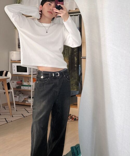 OURDAYZ（アワーデイズ）の「クリンクルドミンゴワイドデニムパンツ[ブラック]（デニムパンツ・レディース・その他・LARGE）」の10枚目の写真