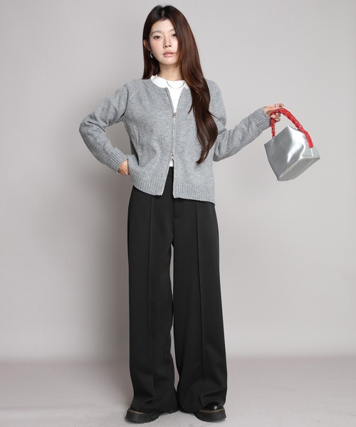 by LEGNA(バイレグナ)の「【選べる丈感】あったか起毛ピンタック入りワイドパンツ(スラックス・レディース・アイボリー/ブラック/ベージュ/杢グレー/キャメル/ブラウン/ダークネイビー・L-Regular/M-Regular/L-Long/M-Long/XL-Regular/L-Short/M-Short/XL-Short)」の16枚目の写真