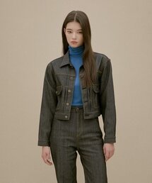 ピンタッククロップローデニムトラッカージャケット_BLACK