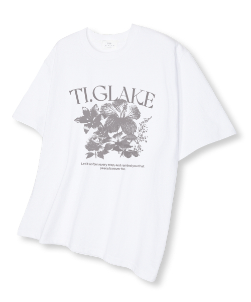 TI.GLAKE(ティーグレイク)の「レットイットフラワー オーバーサイズ 半袖Tシャツ ホワイト(Tシャツ/カットソー・メンズ・その他・LARGE/X-LARGE/XX-LARGE)」の1枚目の写真