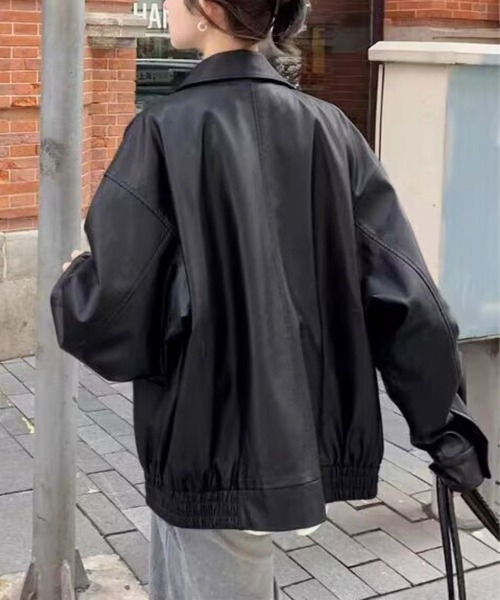 almo（アルモ）の「【TUNE】合皮ジャケット（ライダースジャケット・レディース・ブラウン/ブラック・FREE）」の5枚目の写真