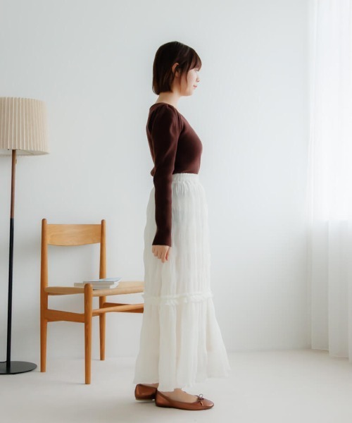 flower(フラワー)の「エターナルプリーツスカート(スカート・レディース・アイボリー/ブラック・FREE)」の4枚目の写真