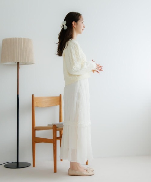 flower(フラワー)の「エターナルプリーツスカート(スカート・レディース・アイボリー/ブラック・FREE)」の10枚目の写真