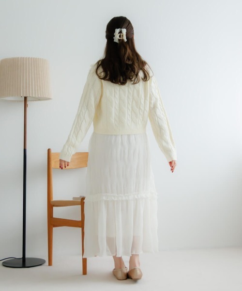 flower(フラワー)の「エターナルプリーツスカート(スカート・レディース・アイボリー/ブラック・FREE)」の11枚目の写真