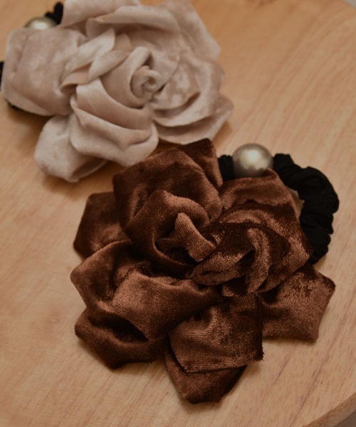 resonance】ローズ/バラ ベロア シックカラー シュシュ（シュシュ