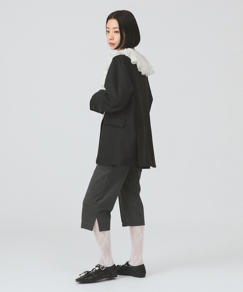 Ray BEAMS（レイビームス）の「ノーカラー ビッグ ジャケット（ノーカラージャケット・レディース・グレー/ブラック・0/1）」の8枚目の写真