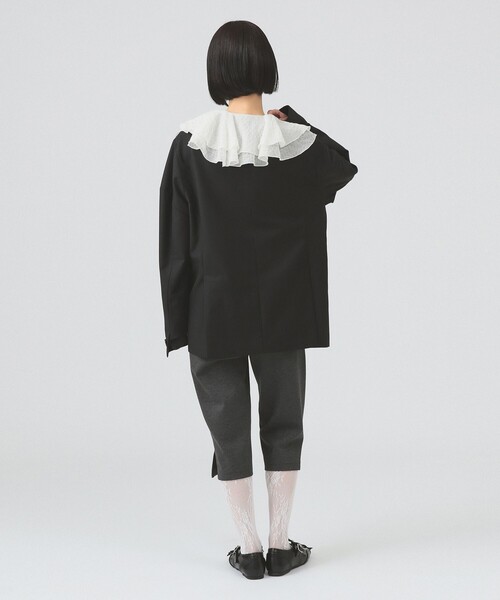 Ray BEAMS（レイビームス）の「ノーカラー ビッグ ジャケット（ノーカラージャケット・レディース・グレー/ブラック・0/1）」の9枚目の写真