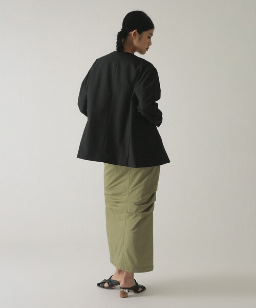 Ray BEAMS（レイビームス）の「ノーカラー ビッグ ジャケット（ノーカラージャケット・レディース・グレー/ブラック・0/1）」の13枚目の写真