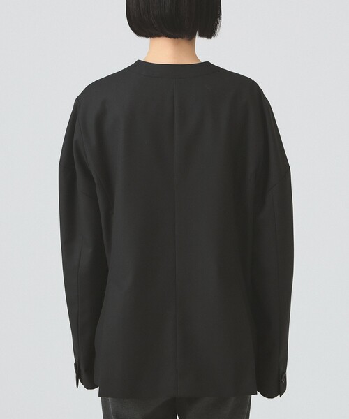 Ray BEAMS（レイビームス）の「ノーカラー ビッグ ジャケット（ノーカラージャケット・レディース・グレー/ブラック・0/1）」の16枚目の写真