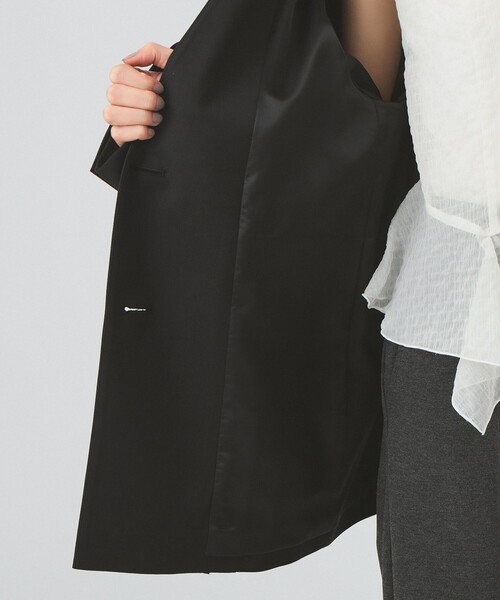 Ray BEAMS（レイビームス）の「ノーカラー ビッグ ジャケット（ノーカラージャケット・レディース・グレー/ブラック・0/1）」の19枚目の写真