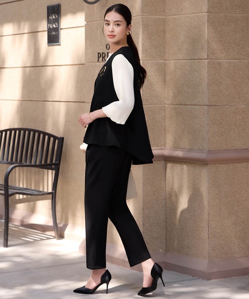 DRESS PLUS(ドレスプラス)の「万能ペプラムパンツセットアップ(セットアップ・レディース・ブラック/ブラウン/ネイビー・M/L)」の2枚目の写真