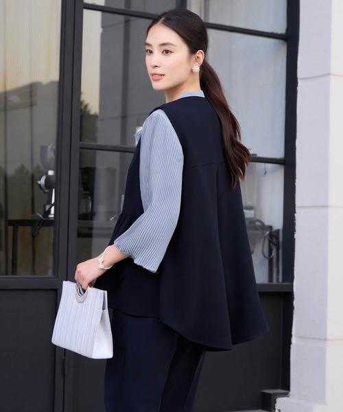DRESS PLUS(ドレスプラス)の「万能ペプラムパンツセットアップ(セットアップ・レディース・ブラック/ブラウン/ネイビー・M/L)」の5枚目の写真