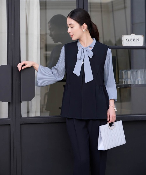 DRESS PLUS(ドレスプラス)の「万能ペプラムパンツセットアップ(セットアップ・レディース・ブラック/ブラウン/ネイビー・M/L)」の10枚目の写真