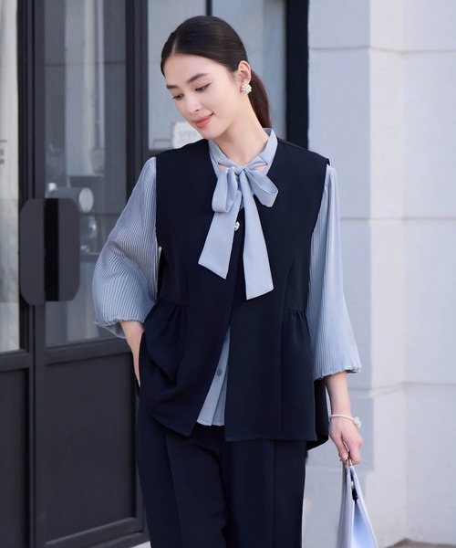 DRESS PLUS(ドレスプラス)の「万能ペプラムパンツセットアップ(セットアップ・レディース・ブラック/ブラウン/ネイビー・M/L)」の12枚目の写真