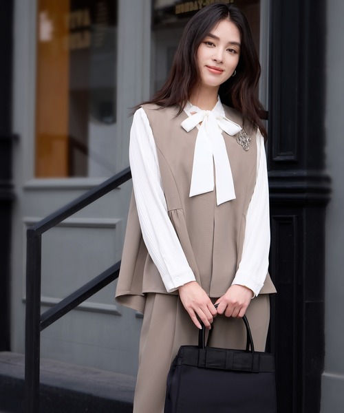 DRESS PLUS(ドレスプラス)の「万能ペプラムパンツセットアップ(セットアップ・レディース・ブラック/ブラウン/ネイビー・M/L)」の16枚目の写真