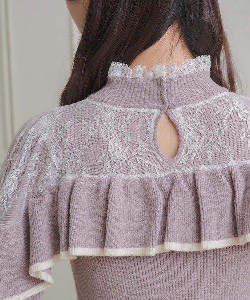 couture BY ROJITA(クチュールバイロジータ)の「配色マーメイドロングニットワンピース(ワンピース・レディース・アイボリー/ブラック/パープル・FREE)」の5枚目の写真