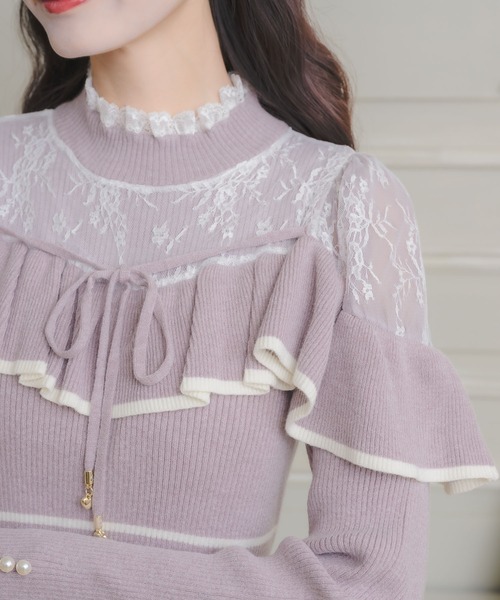 couture BY ROJITA(クチュールバイロジータ)の「配色マーメイドロングニットワンピース(ワンピース・レディース・アイボリー/ブラック/パープル・FREE)」の7枚目の写真