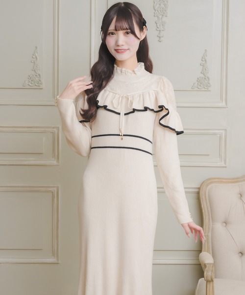 couture BY ROJITA(クチュールバイロジータ)の「配色マーメイドロングニットワンピース(ワンピース・レディース・アイボリー/ブラック/パープル・FREE)」の12枚目の写真