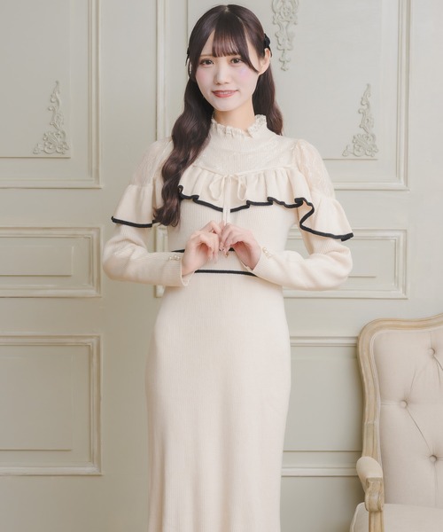 couture BY ROJITA(クチュールバイロジータ)の「配色マーメイドロングニットワンピース(ワンピース・レディース・アイボリー/ブラック/パープル・FREE)」の14枚目の写真