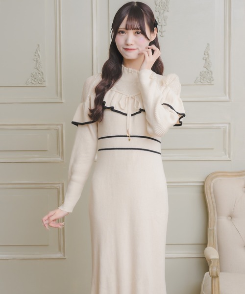 couture BY ROJITA(クチュールバイロジータ)の「配色マーメイドロングニットワンピース(ワンピース・レディース・アイボリー/ブラック/パープル・FREE)」の16枚目の写真