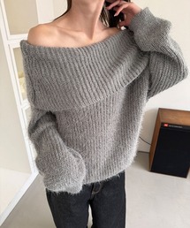 ニット セーター アイス グレー ふんわり アンゴラ ふわふわ 素敵 リブ DRESKIP（ドレスキップ） ニット セーター 「S-LL」Wフェイス ふわふわ