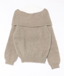 アンゴラタッチ オフショルダー ルーズシルエット ニット トップス