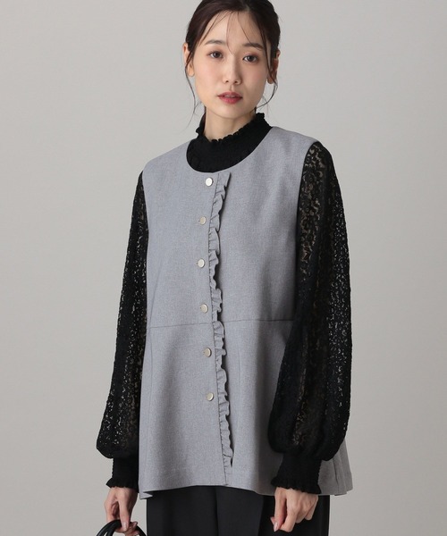 GLOBAL WORK（グローバルワーク）の「MATINEE LINE/ライトミックス/ジレ/625011（ベスト・レディース・ライトグレー/ダークブルー/モカ・LARGE/MEDIUM）」の6枚目の写真